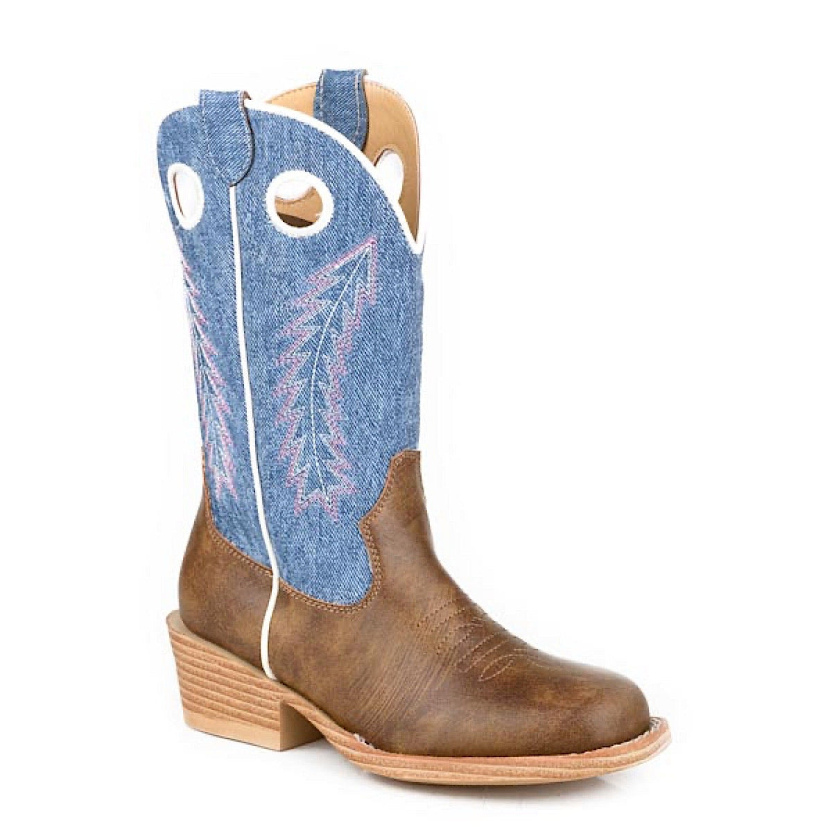 Roper BIG KIDS Willow - Brown / Blue Denim
