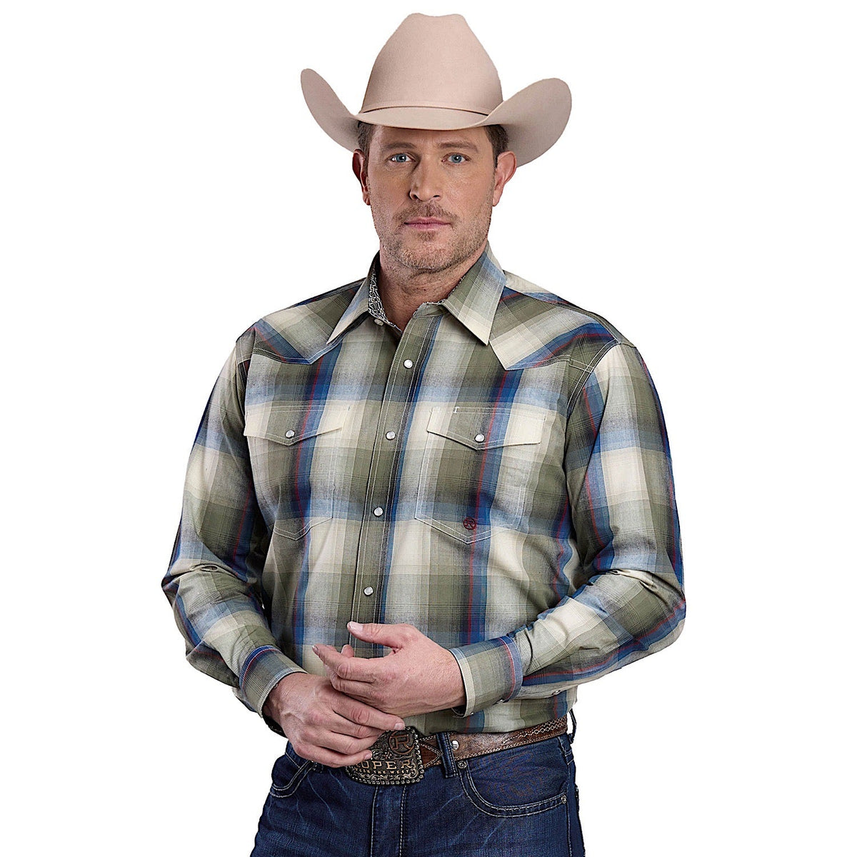 Roper Men’s Amarillo Collection Shirt - Evergreen Plaid