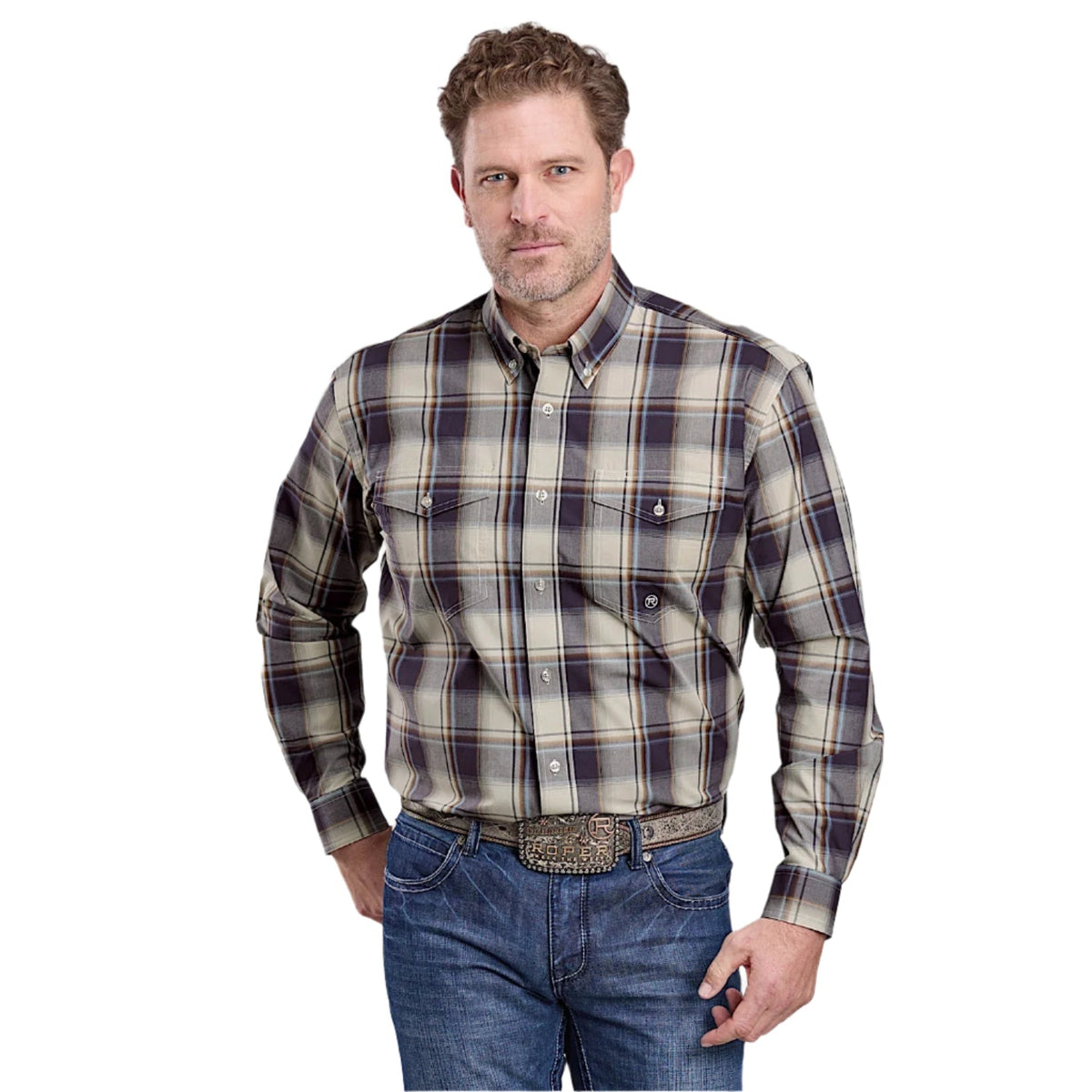 Roper Men’s Amarillo Collection Shirt - Night Shade Plaid