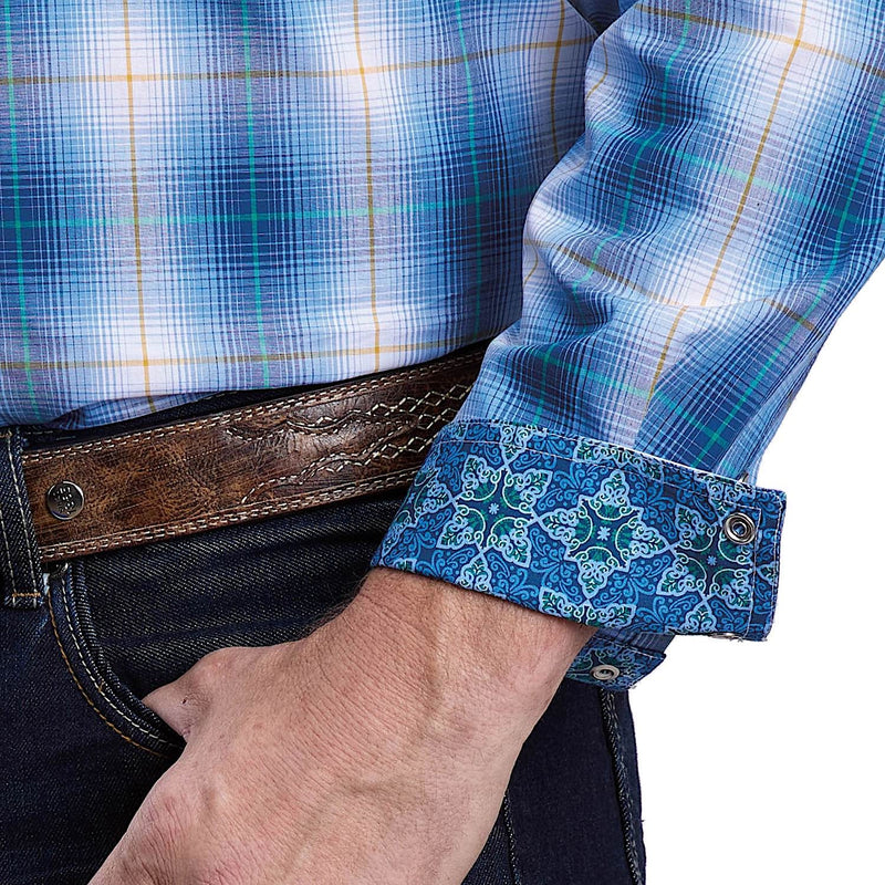 Roper Men’s Amarillo Collection Shirt - Plaid Blue Ombre