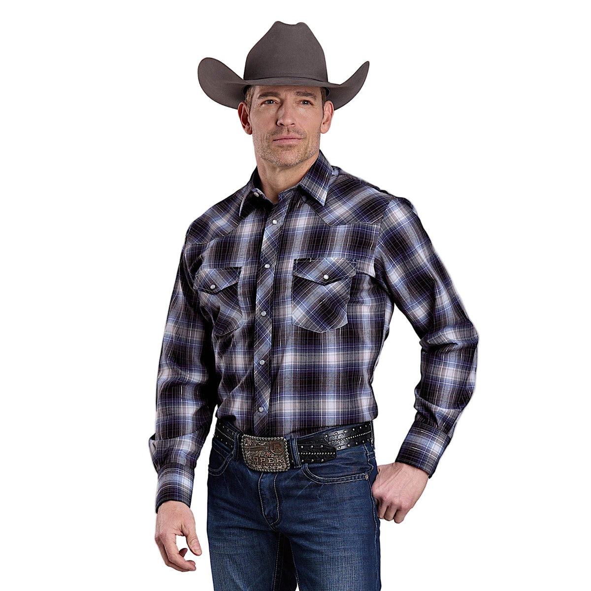 Roper Men’s Karman Classics 55/45 Shirt - Blue Plaid