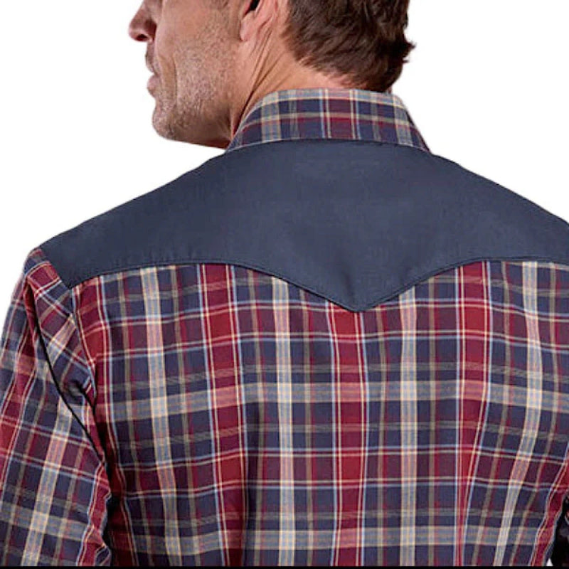 Roper Men’s Karman Classics 55/45 Shirt - Plaid Caramel / Wine / Blue