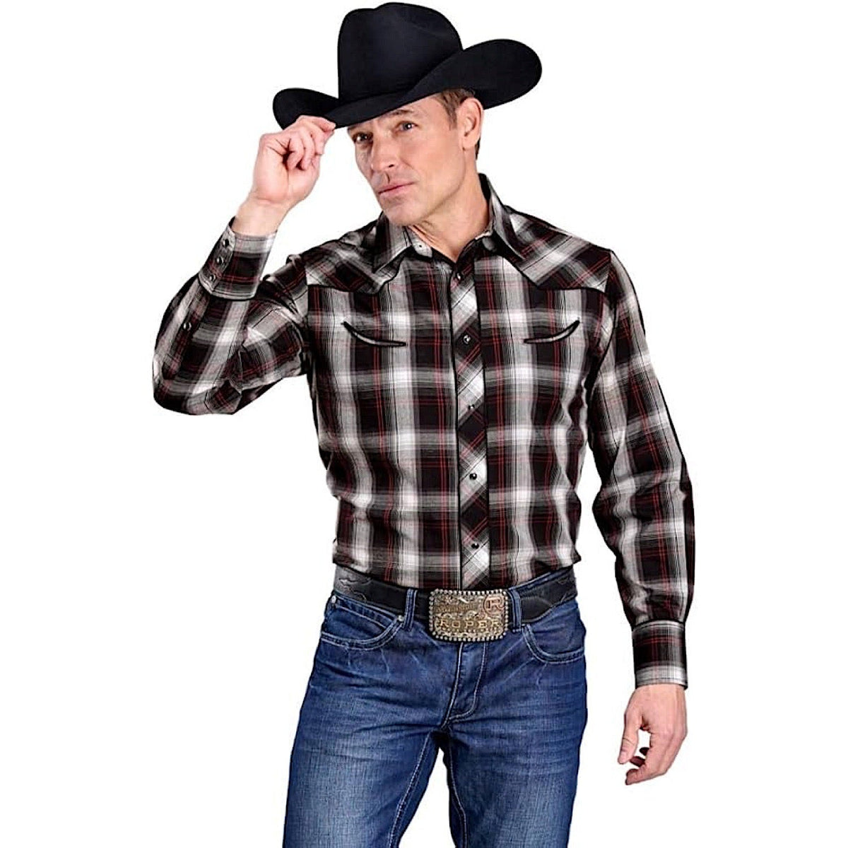 Roper Men’s Karman Special Collection Shirt - Plaid Black / Red