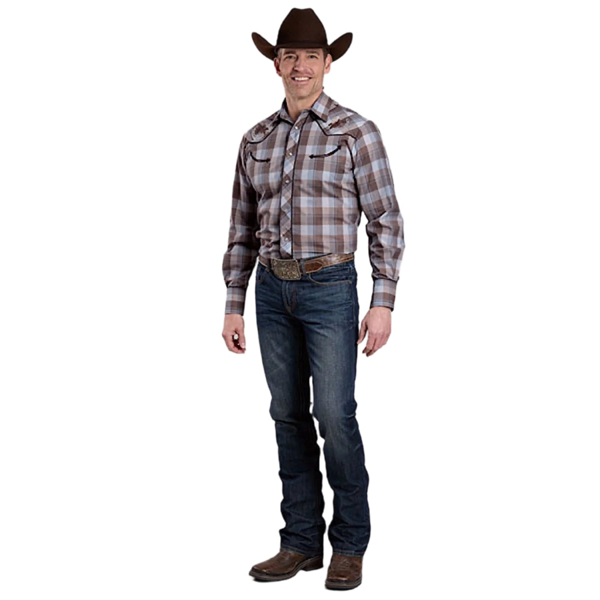 Roper Men’s Karman Special Style Shirt - Brown Plaid