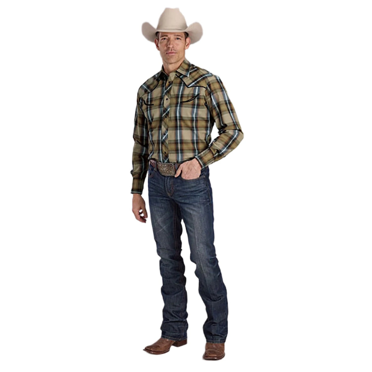 Roper Men’s Karman Special Style Shirt - Plaid Tan
