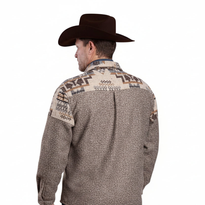 Roper Men’s Shirt Jacket - Brown Aztec Yoke