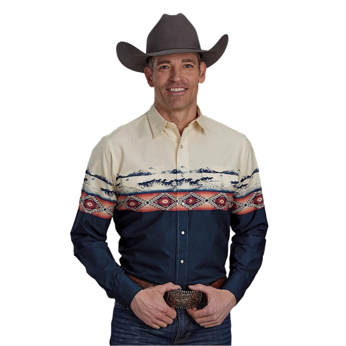 Roper Men’s Vintage Collection Shirt - Print Blue