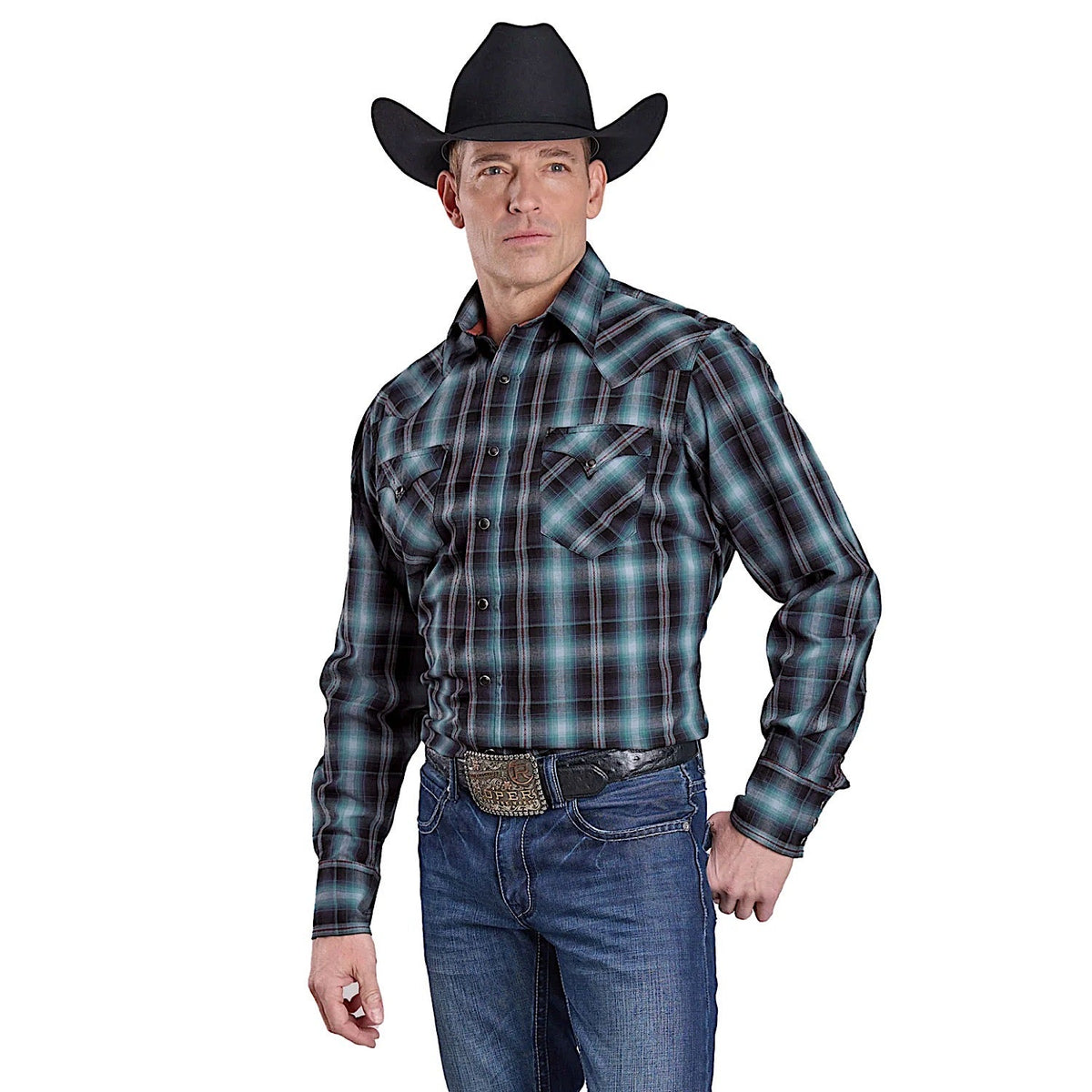 Roper Men’s West Made Collection Shirt - Plaid Blue