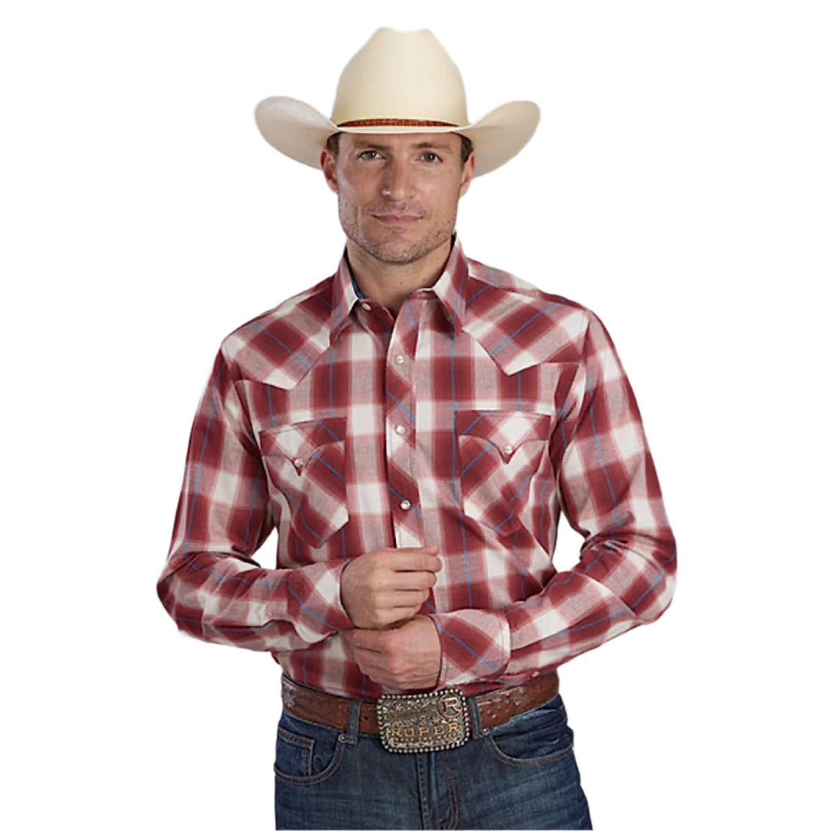 Roper Men’s West Made Collection Shirt - Plaid Red