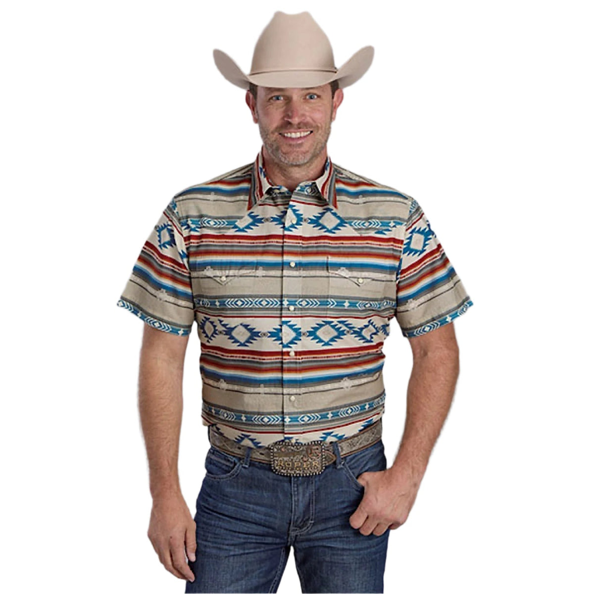 Roper Men’s West Made Collection SS Shirt - Print Brown