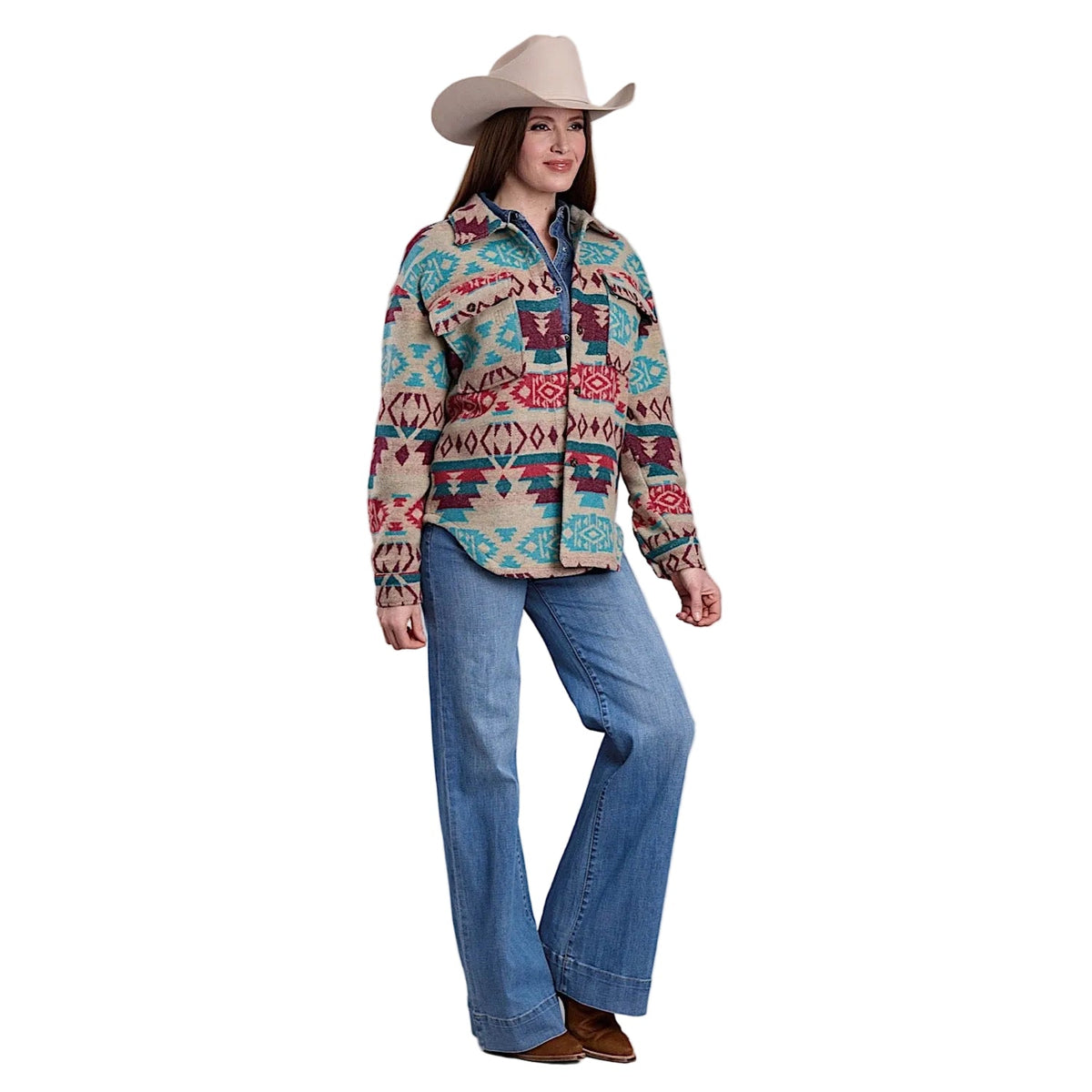 Roper Women’s Aztec Woven Shirt Jacket - White