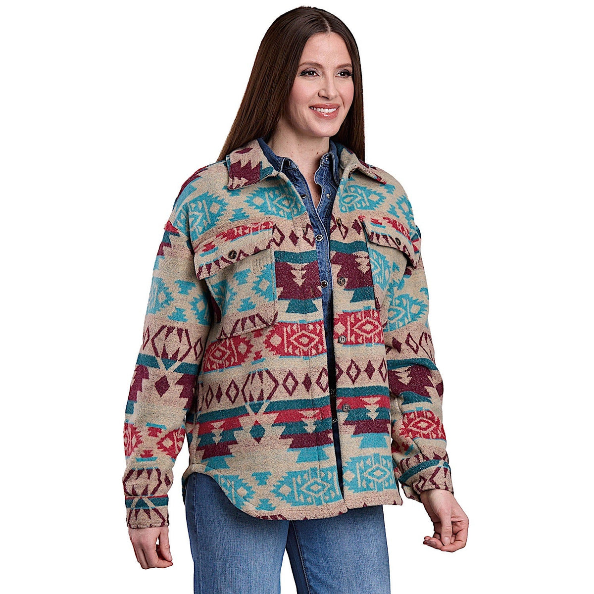 Roper Women’s Aztec Woven Shirt Jacket - White