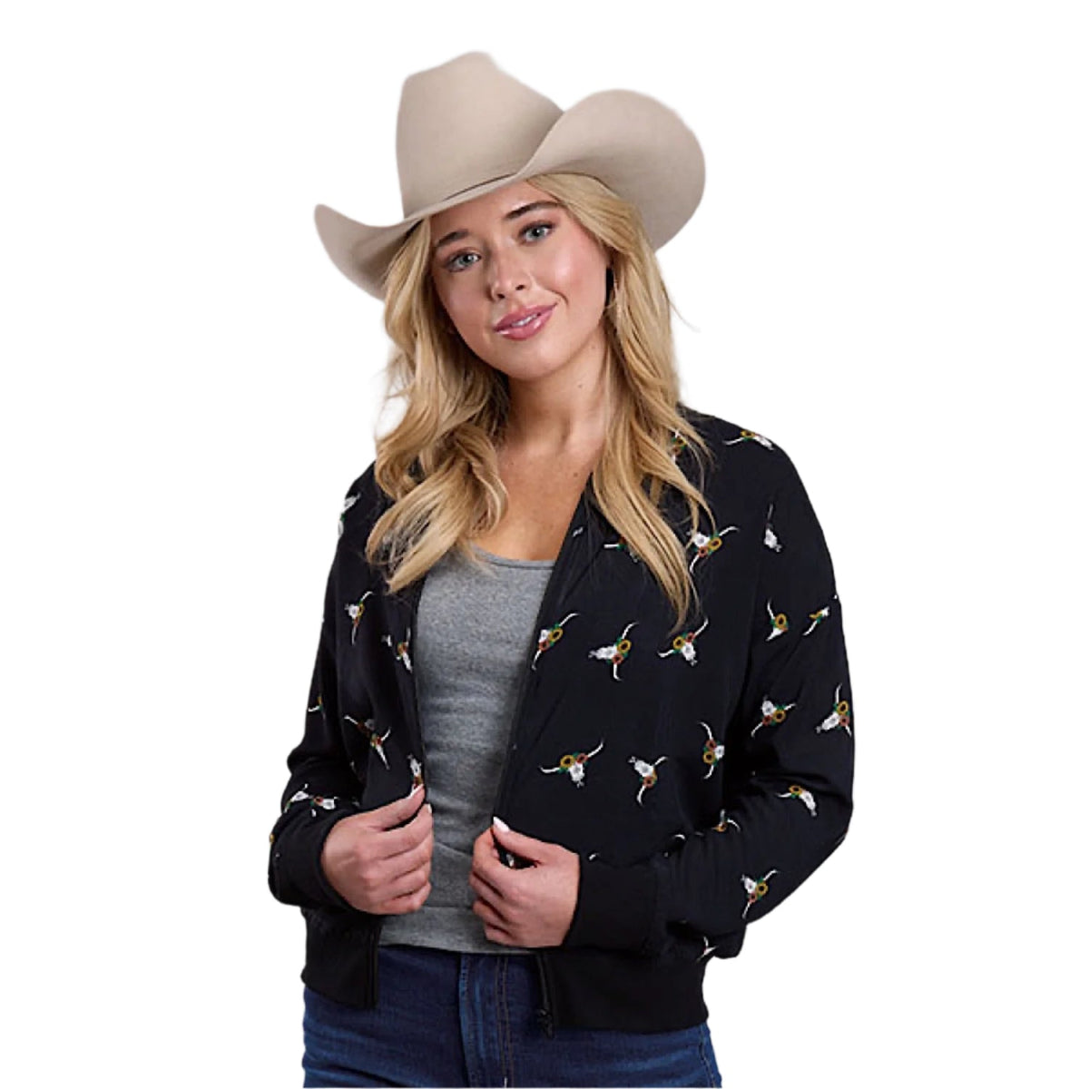 Roper Women’s Five Star Collection Bomber Jacket - Print Black