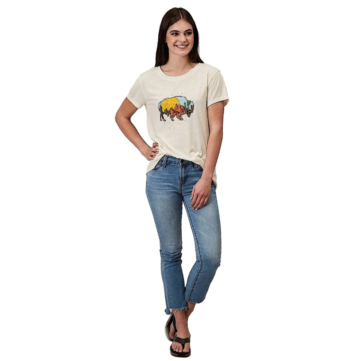 Roper Womens Five Star Collection S/S Tee Solid White