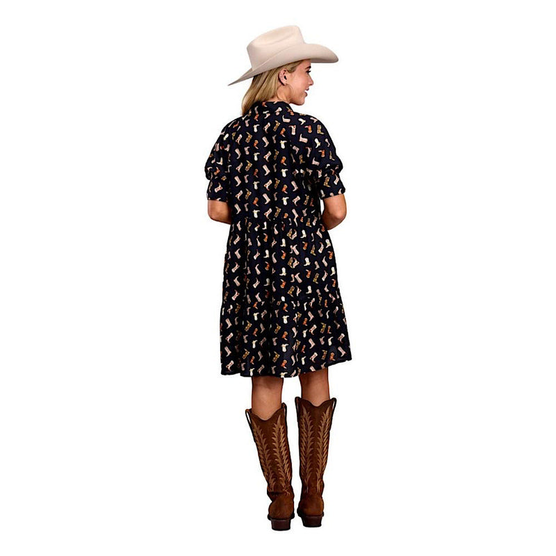 Roper Women’s Five Star Collection Short Sleeve Baby Doll Dress - Black Print