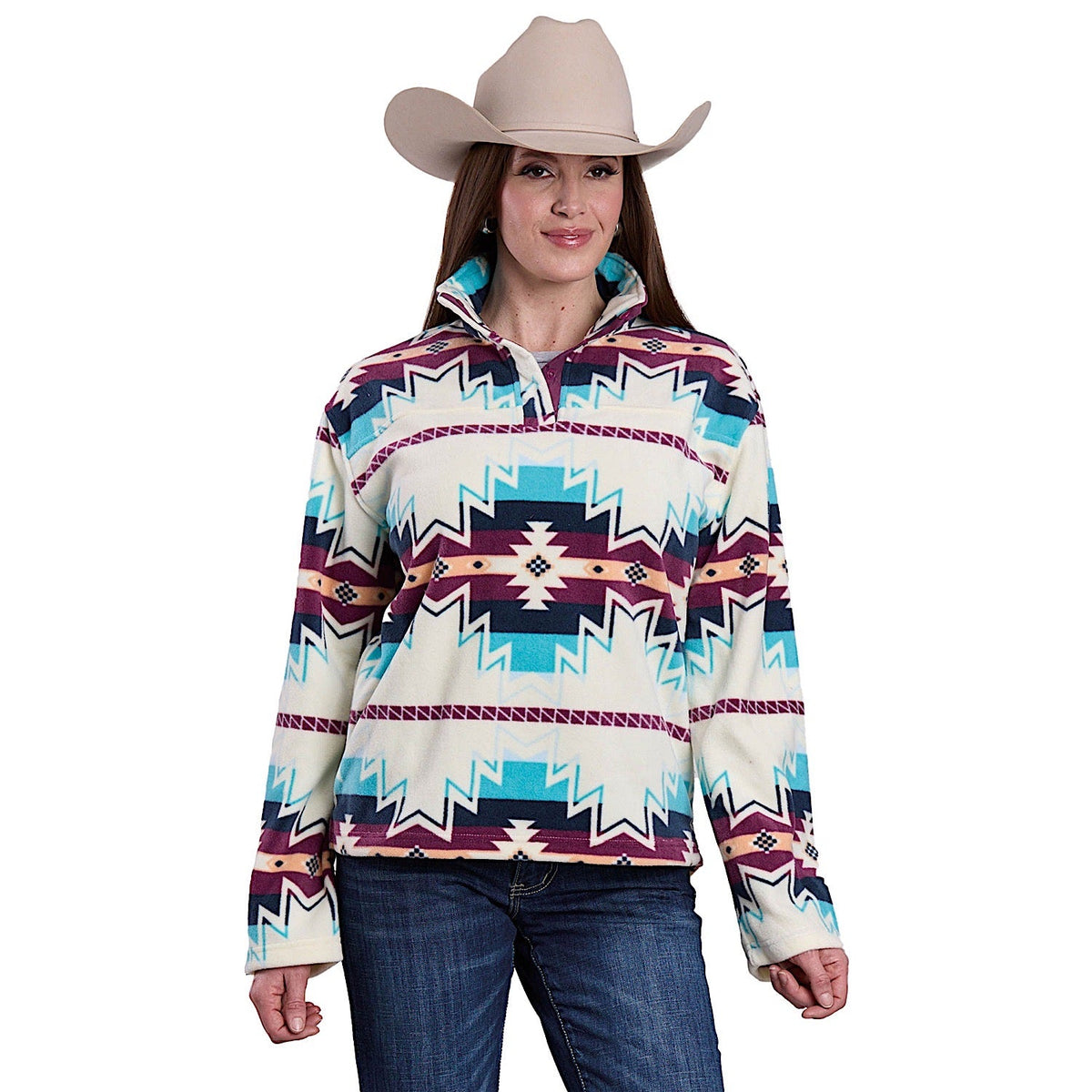 Roper Women’s Fleece Pullover - Multi Aztec Print