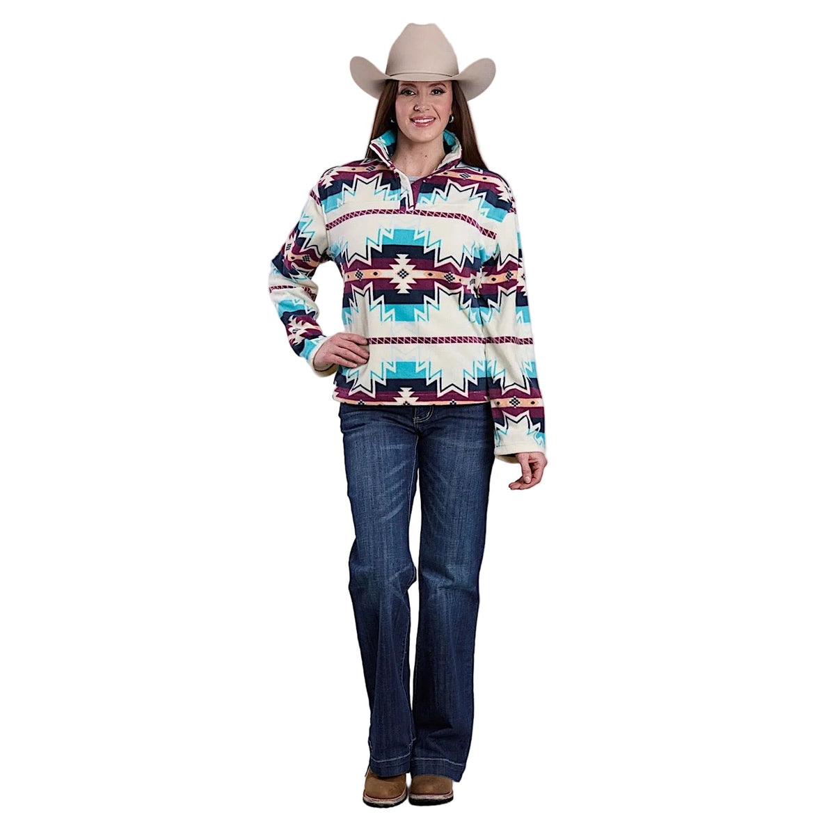 Roper Women’s Fleece Pullover - Multi Aztec Print