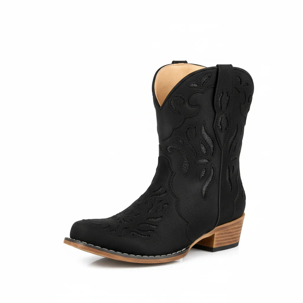 Roper Women’s Riley Glitz Shortie Western Boot - Black / Glitter