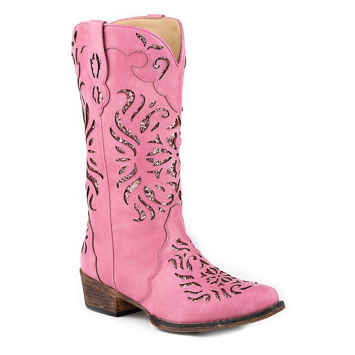 Roper Women’s Riley Glitz Western Boot - Pink / Glitter Underlay