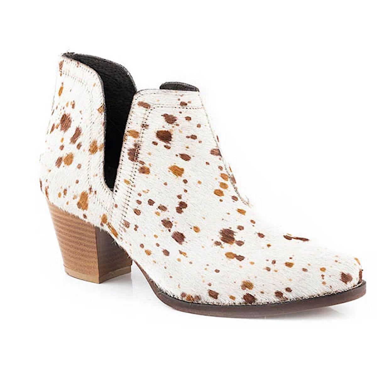 Roper Women’s Rowdy Boot - Cream/Tan Hair on Hide Leather