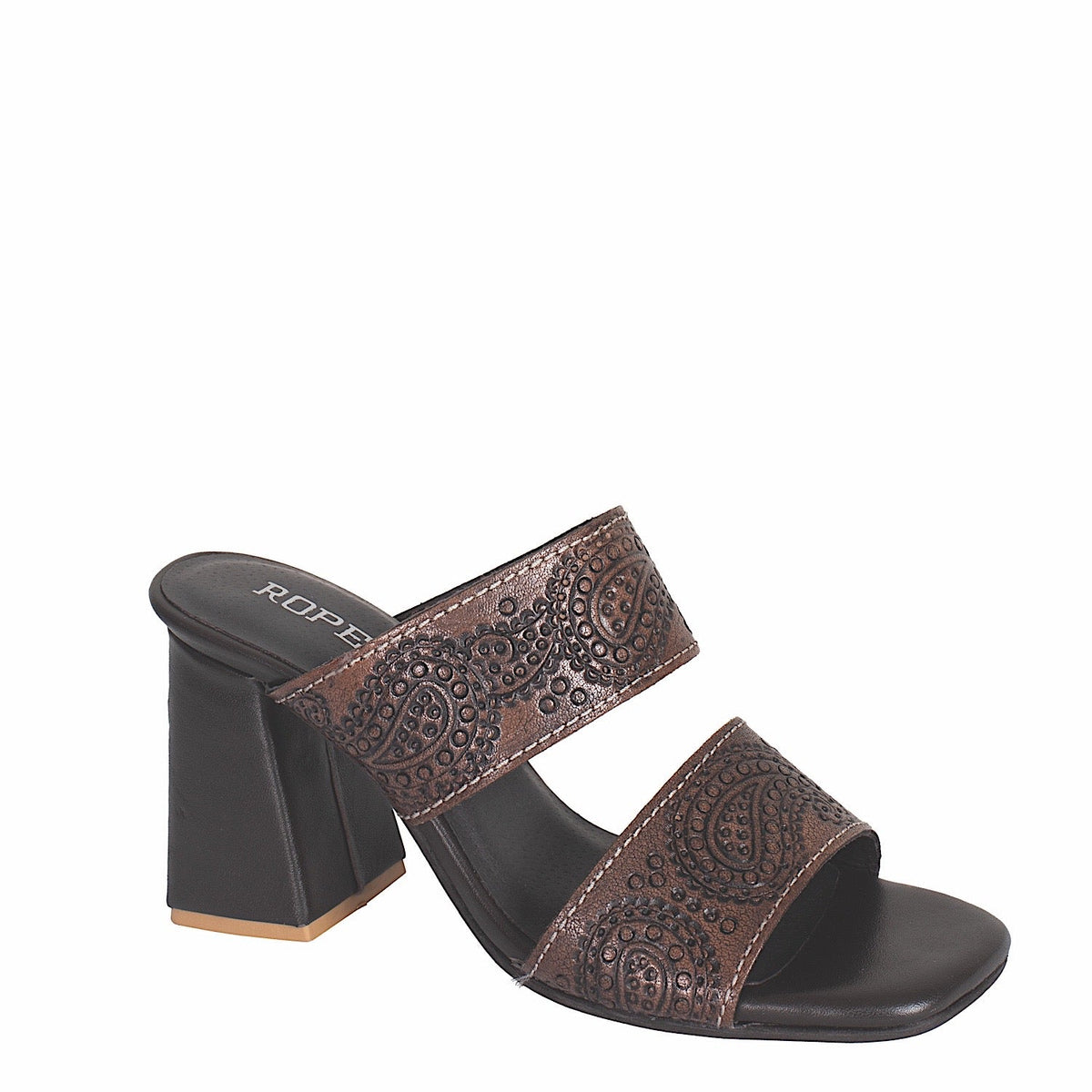 Roper Women’s Stella Shoe - Brown Tooled Leather