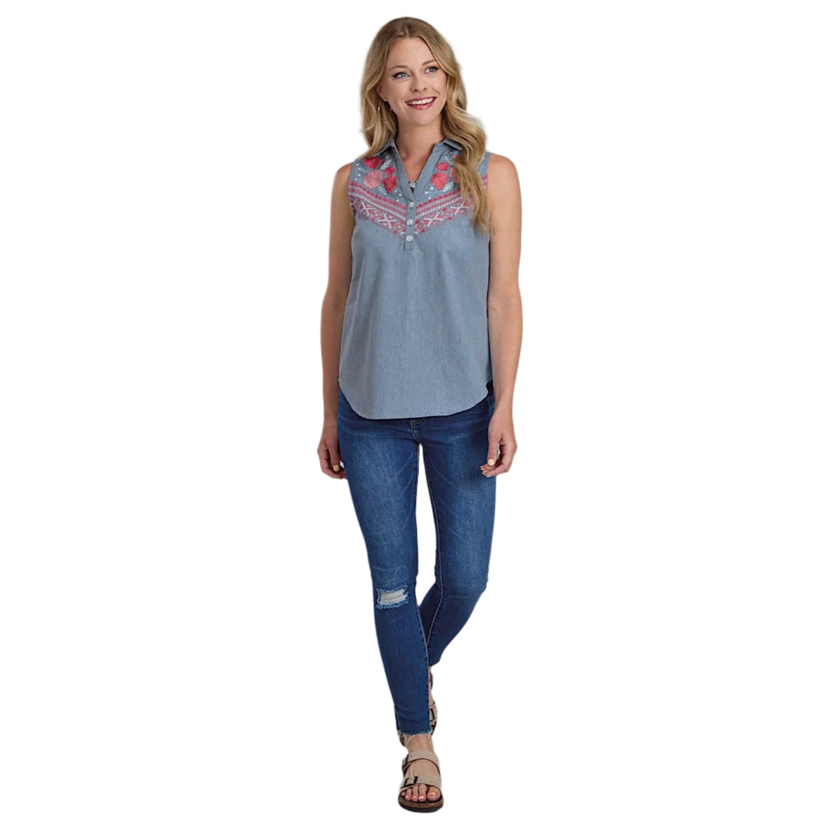 Roper Women’s Studio West Collection Sleeveless Blouse - Solid Blue