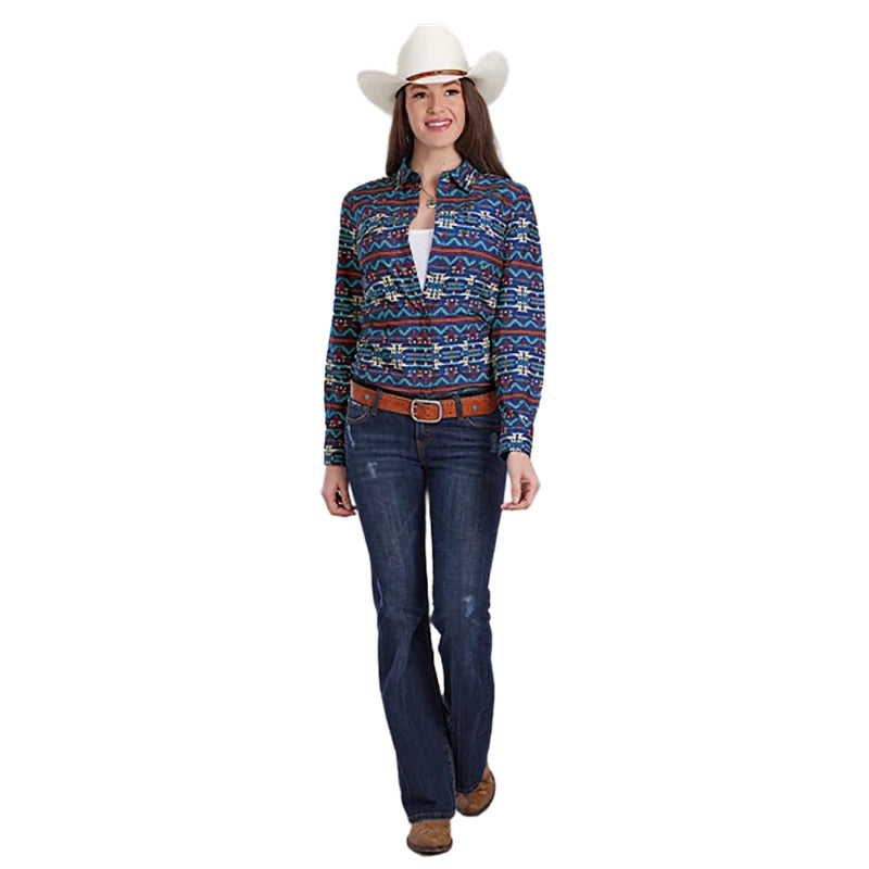 Roper Women’s West Made Collection Shirt - Print Blue