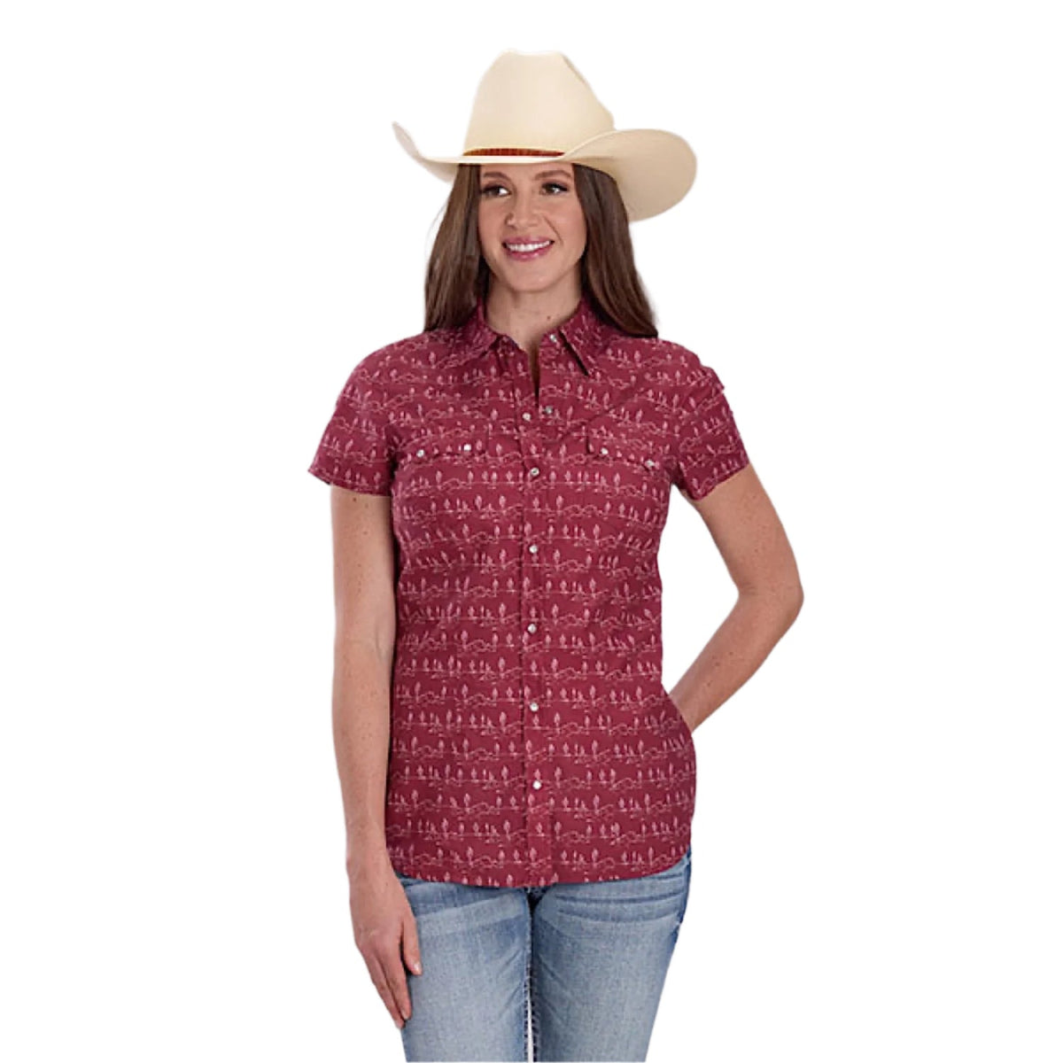 Roper Women’s West Made Collection Short Sleeve Shirt - Print Red