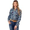 Roper Womens Five Star Collection L/S Shirt Print Blue