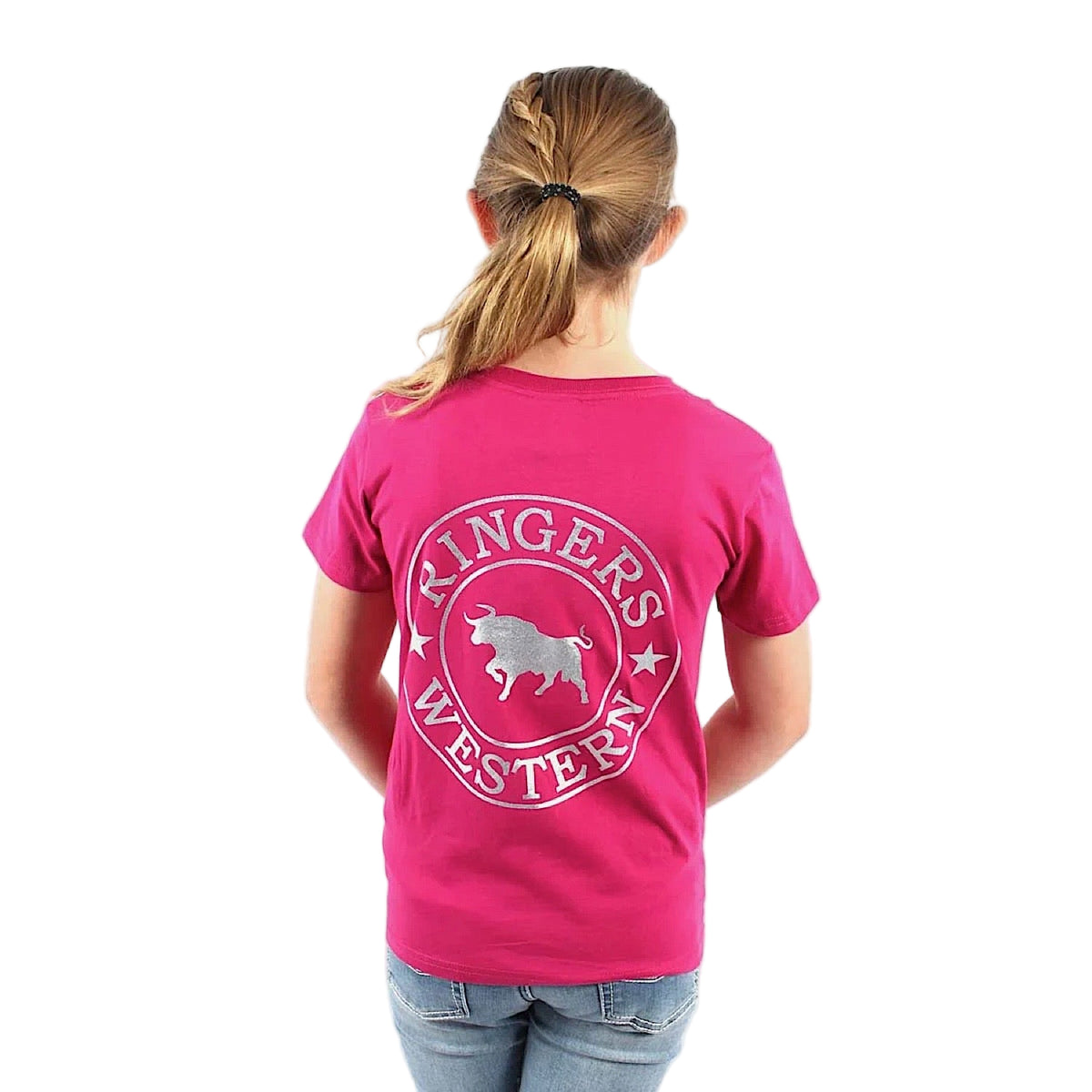 Ringers Western Kid’s Signature Bull Classic Fit T Shirt Magenta / Silver