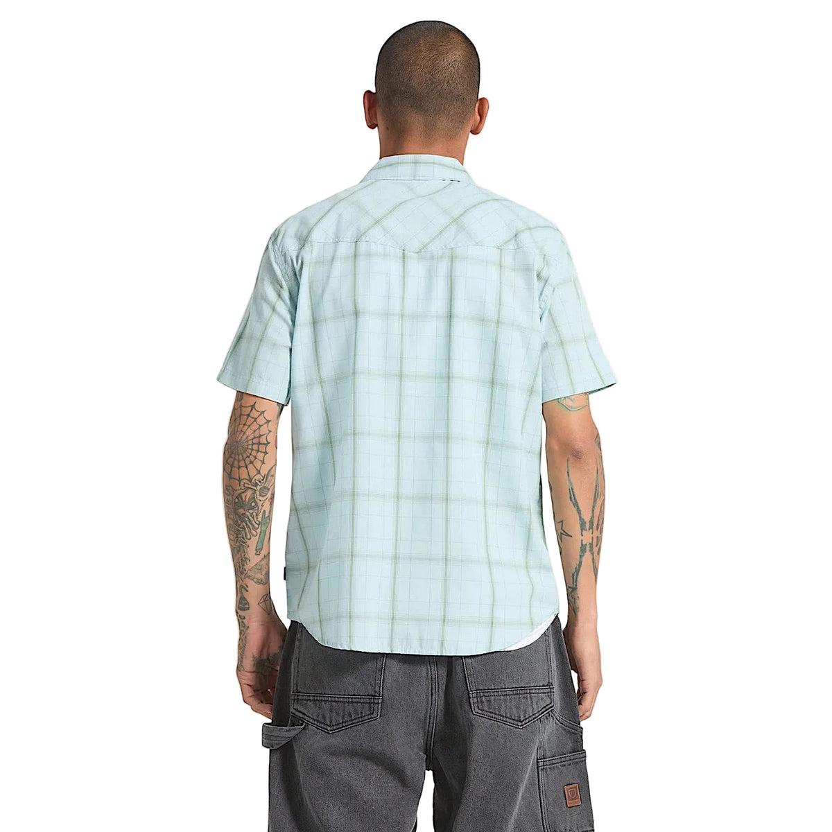 Brixton Men's The Breezy Wayne Short Sleeve Shirt - Seafoam Plaid