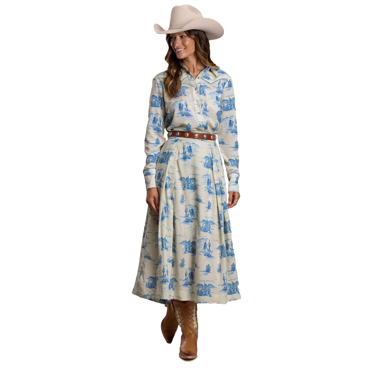 Stetson Women’s Stetson Collection Long Sleeve Printed Shirt - White