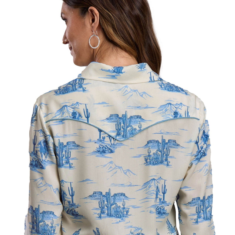 Stetson Women’s Stetson Collection Long Sleeve Printed Shirt - White