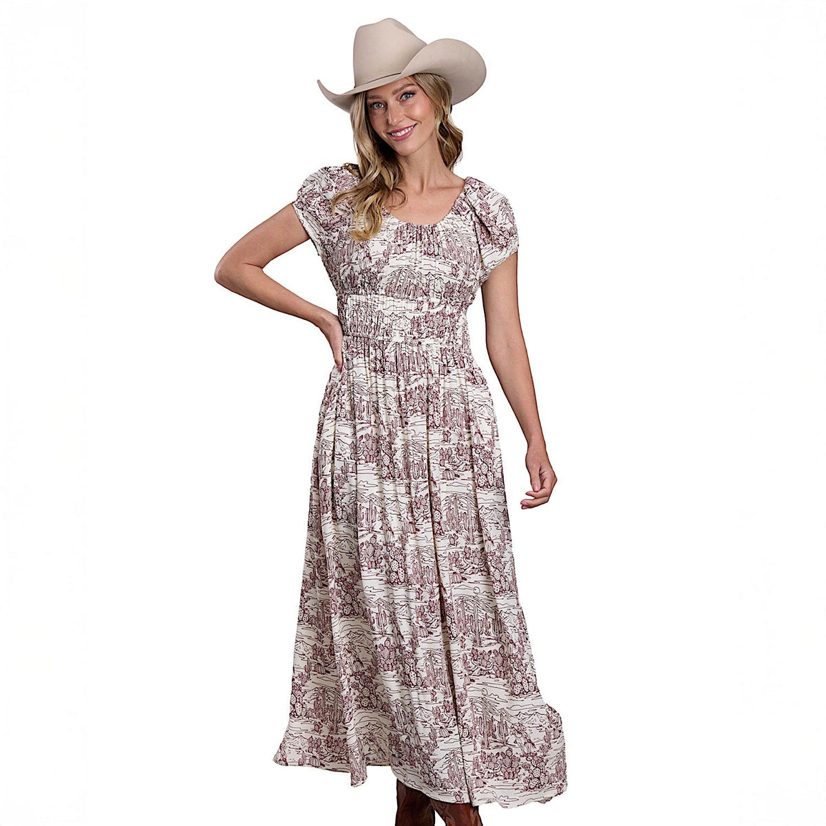 Stetson Women’s Desert Toile Print Crepe Dress - White