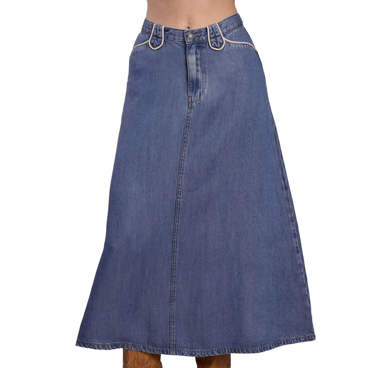 Stetson Women’s Tencel Western A Line Retro Skirt - Blue