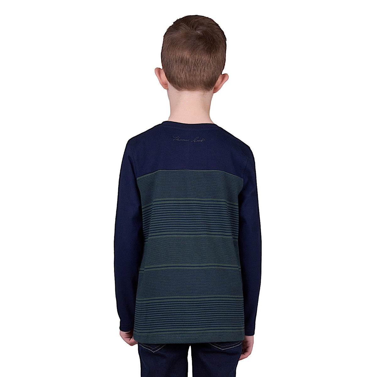 Thomas Cook Boy’s Benny Henley Long Sleeve Tee - Navy/Dark Green