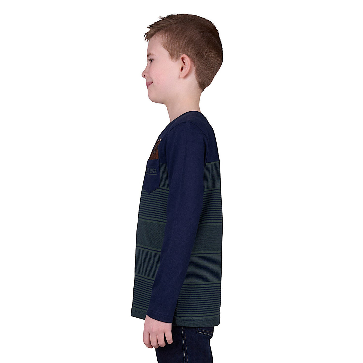 Thomas Cook Boy’s Benny Henley Long Sleeve Tee - Navy/Dark Green
