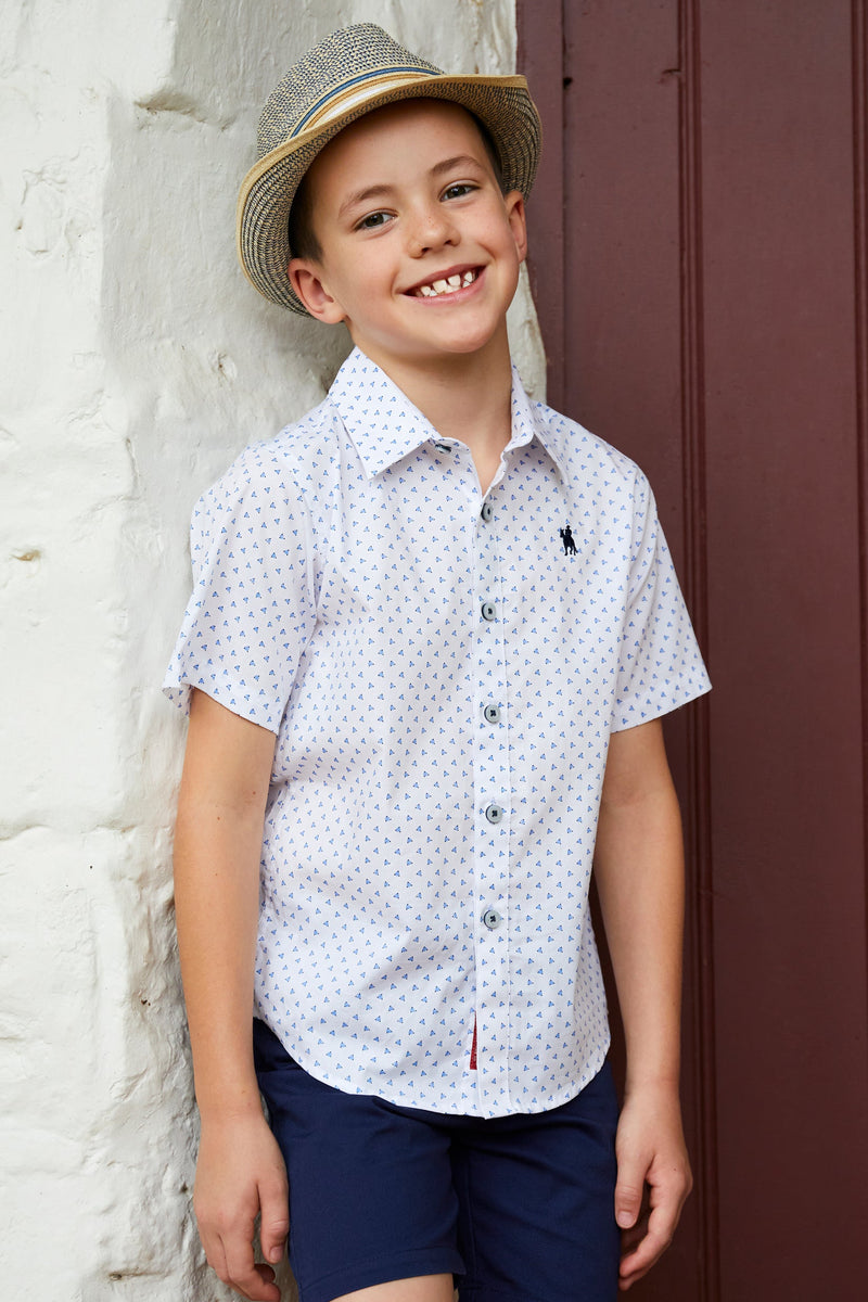 Thomas Cook Boy’s Jude Short Sleeve Shirt White/Royal