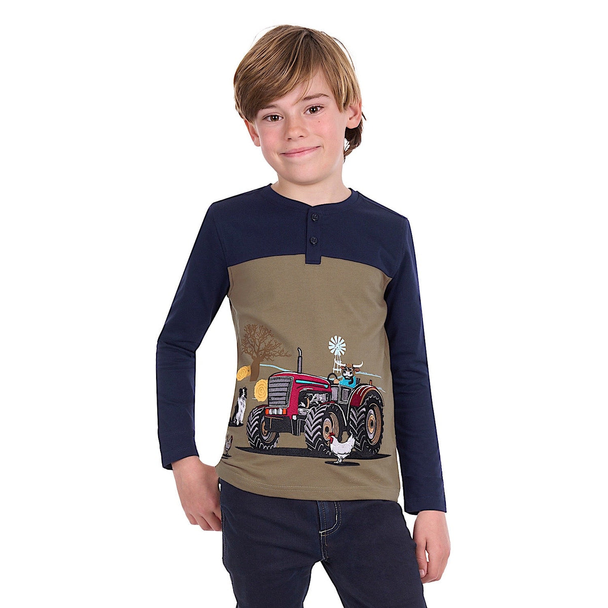 Thomas Cook Boy’s Karl Henley Long Sleeve Tee - Navy / Tan