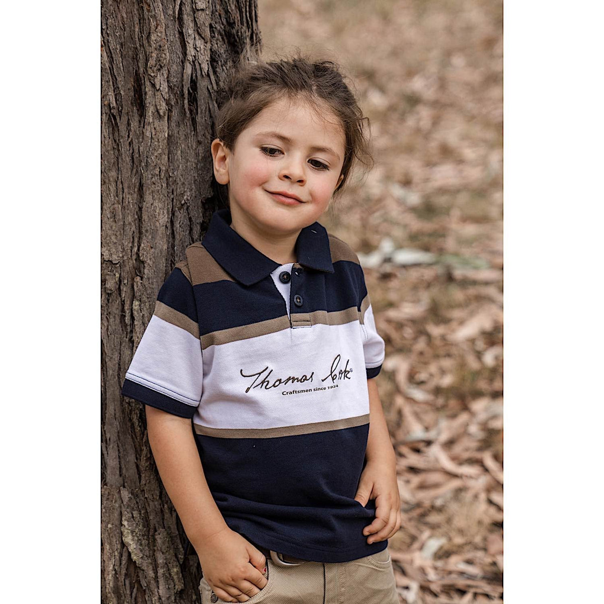 Thomas Cook Boys Newman S/S Polo Navy/Dark Tan