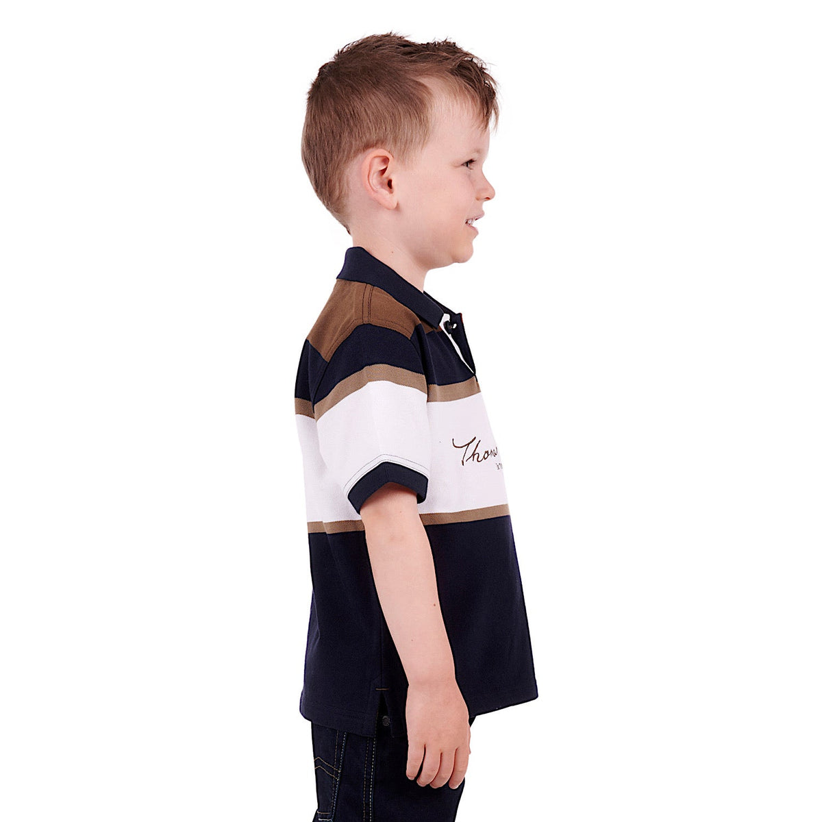 Thomas Cook Boys Newman S/S Polo Navy/Dark Tan