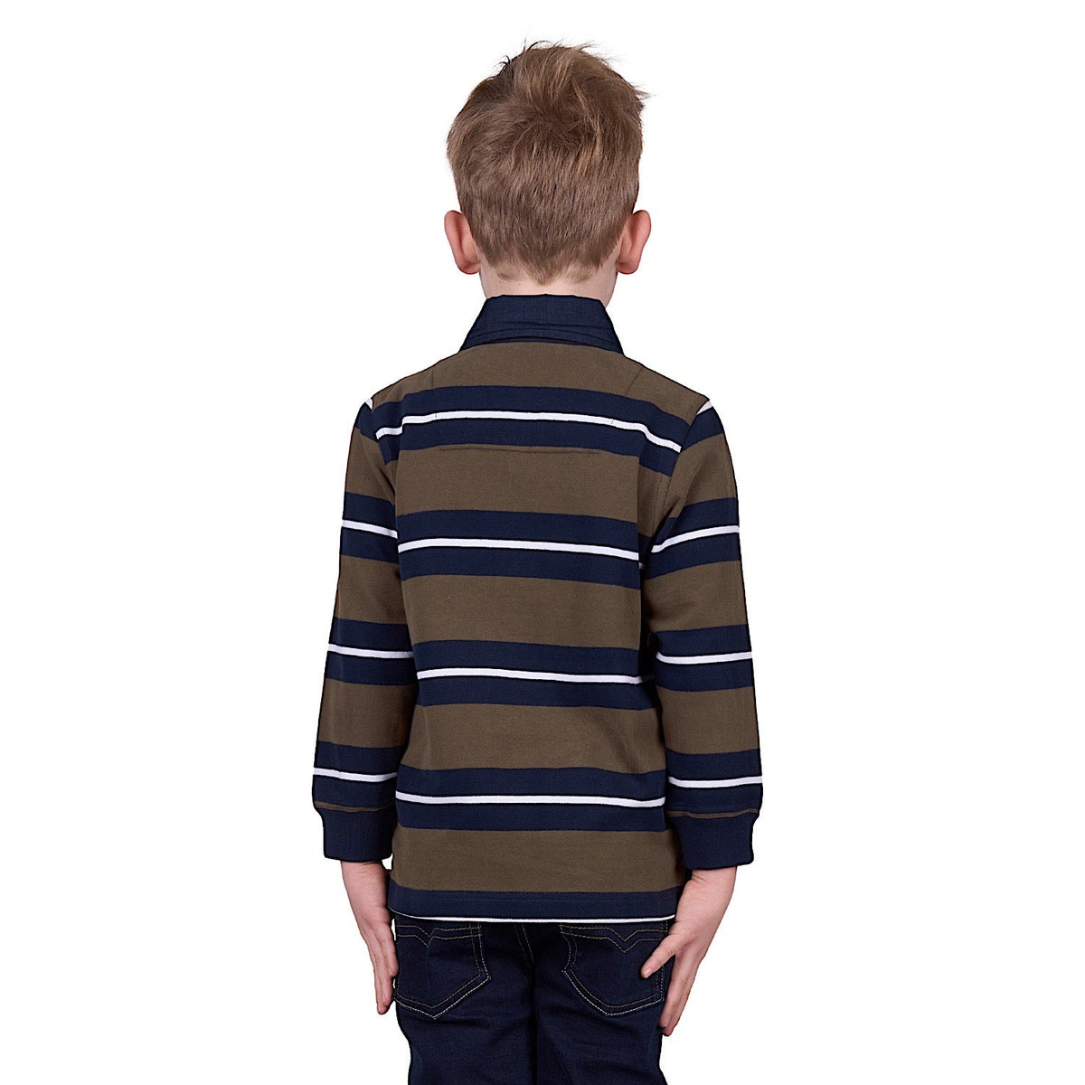 Thomas Cook Boy’s Peter Stripe Rugby - Navy/Dark Tan