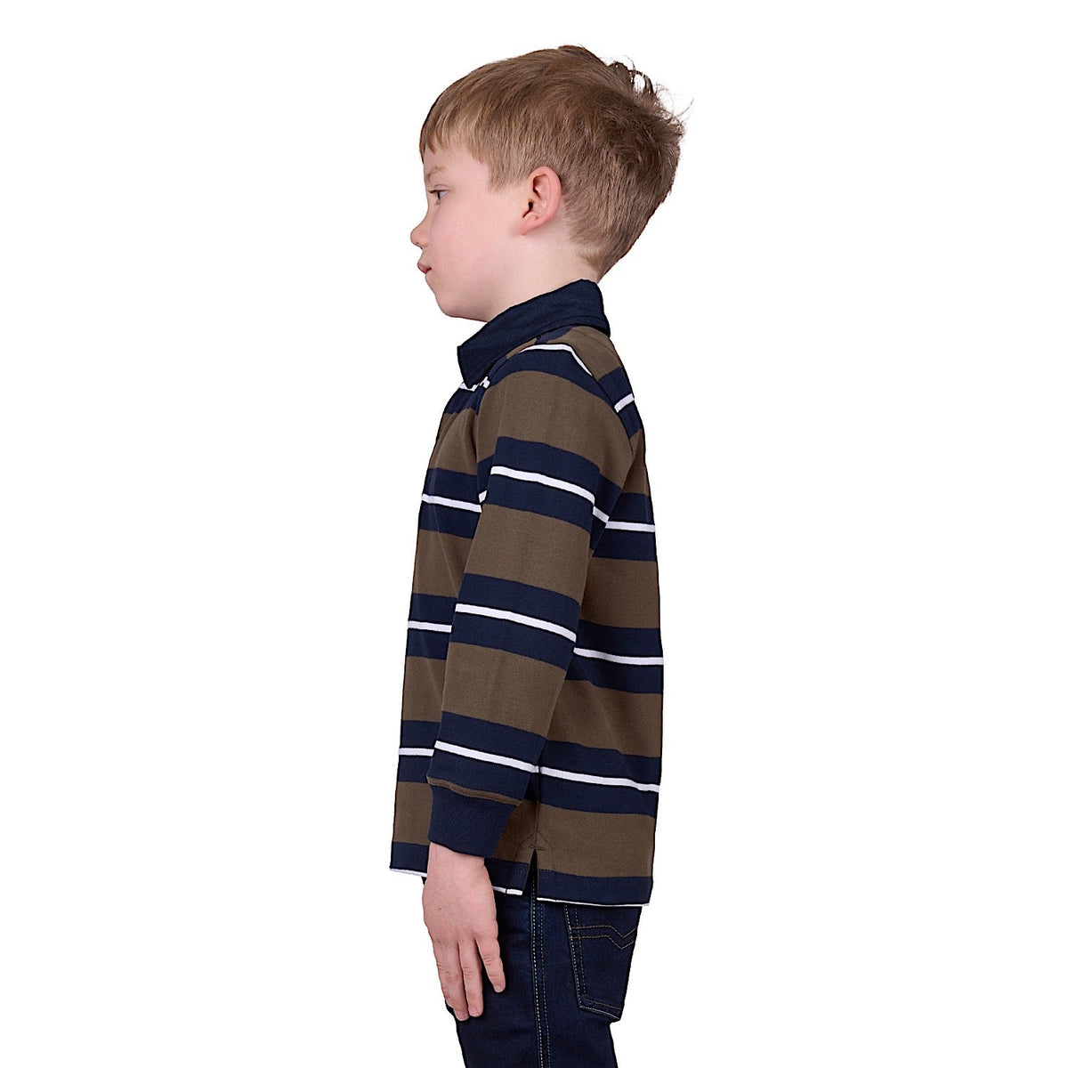 Thomas Cook Boy’s Peter Stripe Rugby - Navy/Dark Tan