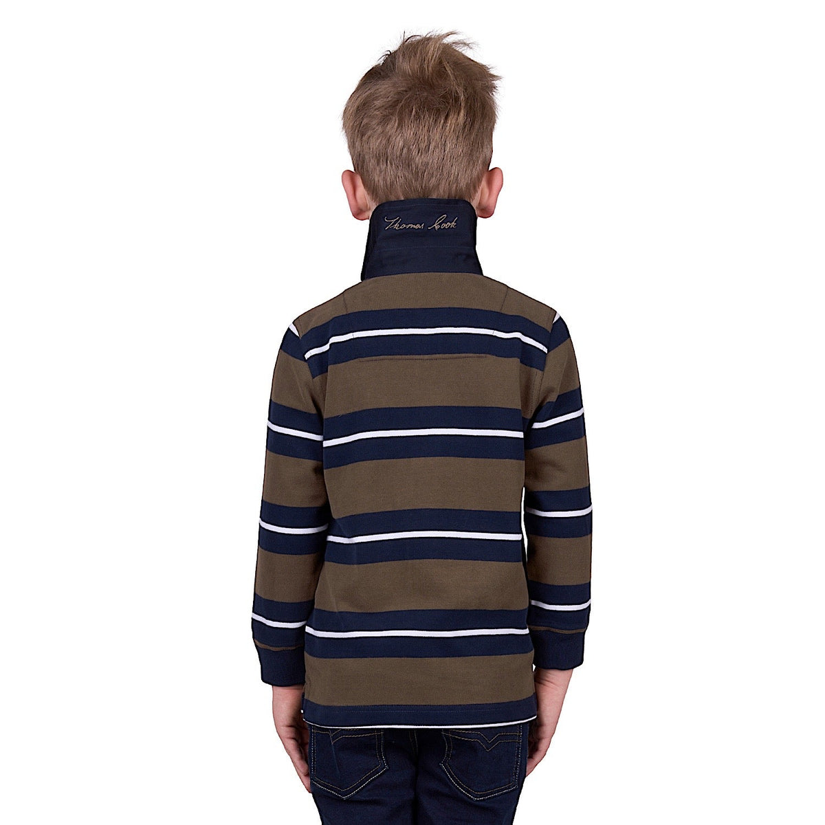 Thomas Cook Boy’s Peter Stripe Rugby - Navy/Dark Tan