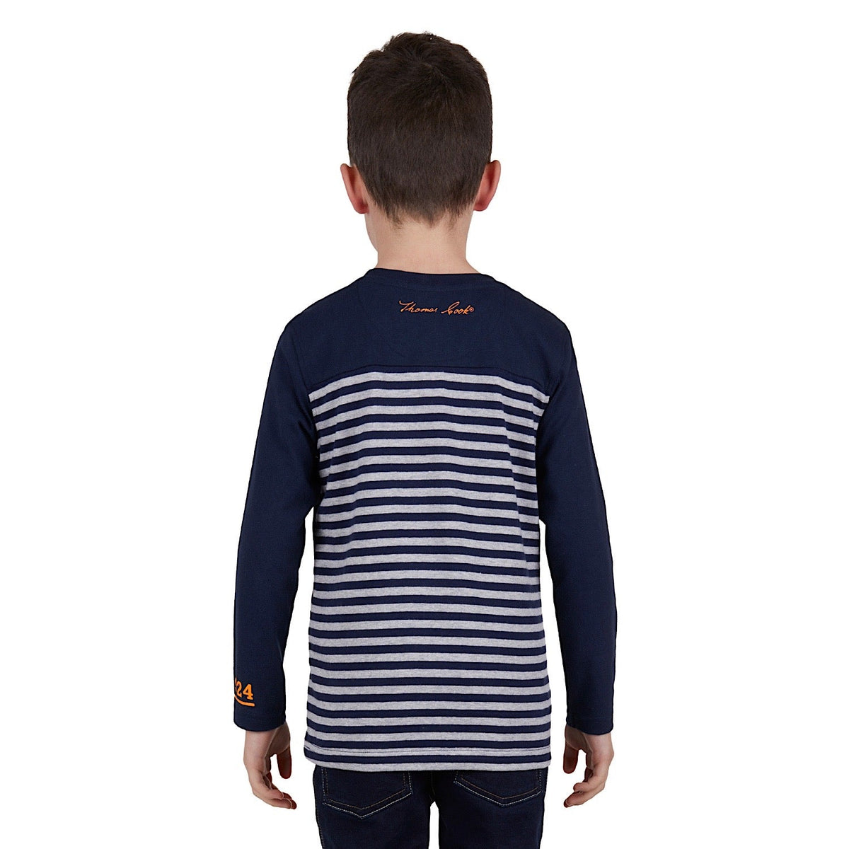 Thomas Cook Boys Ride Henley Long Sleeve Tee Navy/Grey Marle