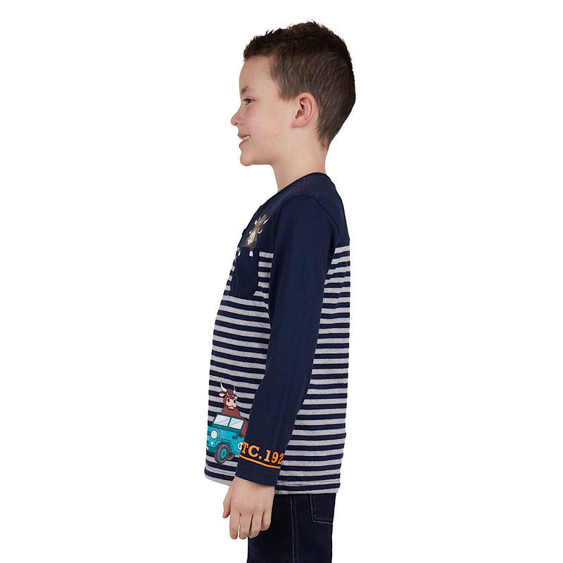 Thomas Cook Boys Ride Henley Long Sleeve Tee Navy/Grey Marle