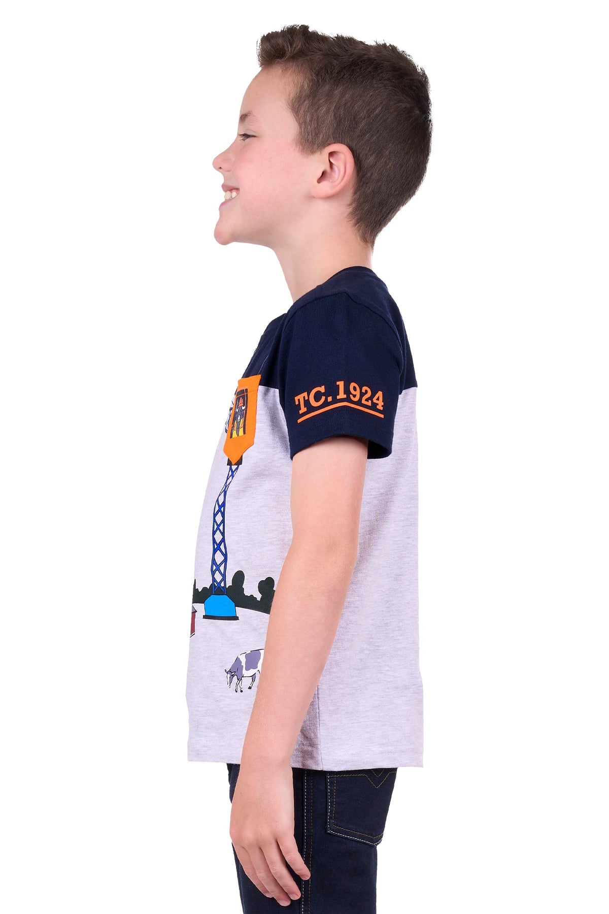 Thomas Cook Boy’s Riley 1Pkt Henley Tee Navy/Grey Marle