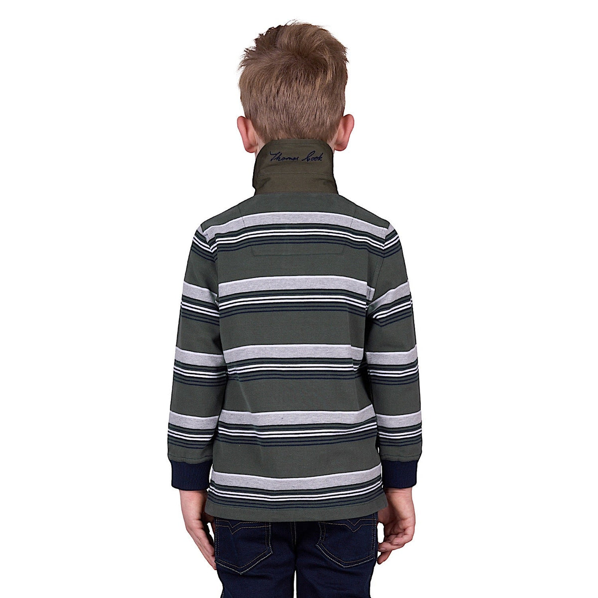 Thomas Cook Boy’s Sam Stripe Rugby - Navy/Green