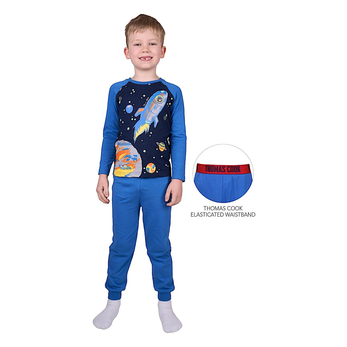 Thomas Cook Boy’s Sky Rocket Glow In the Dark Pyjamas - Navy/Denim