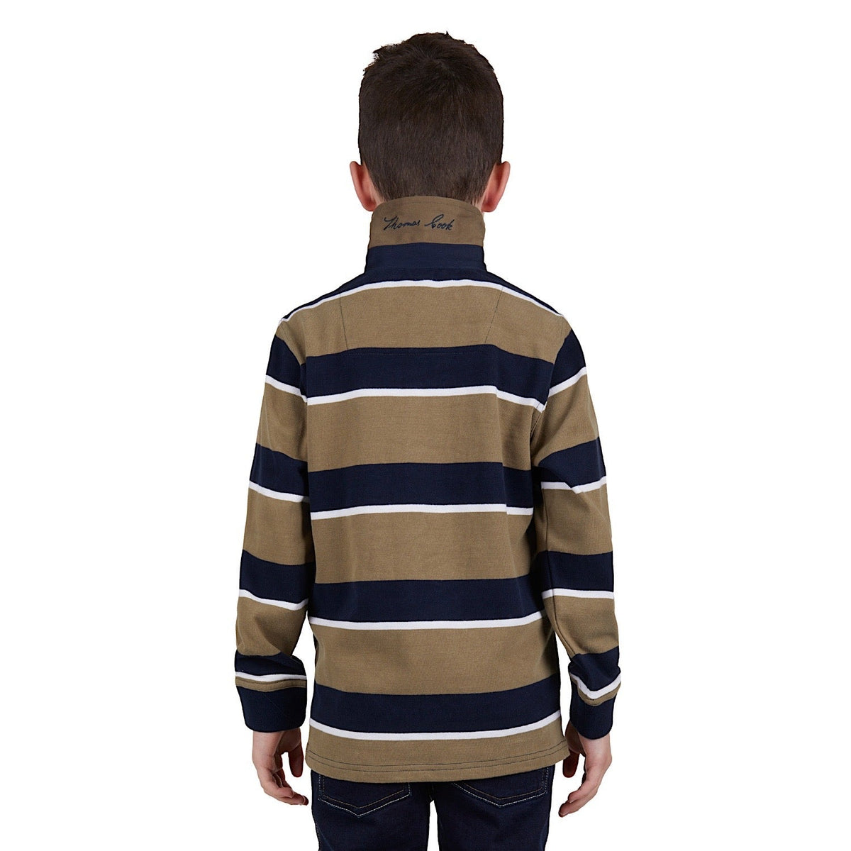 Thomas Cook Boys Tom Stripe Rugby Navy/Tan